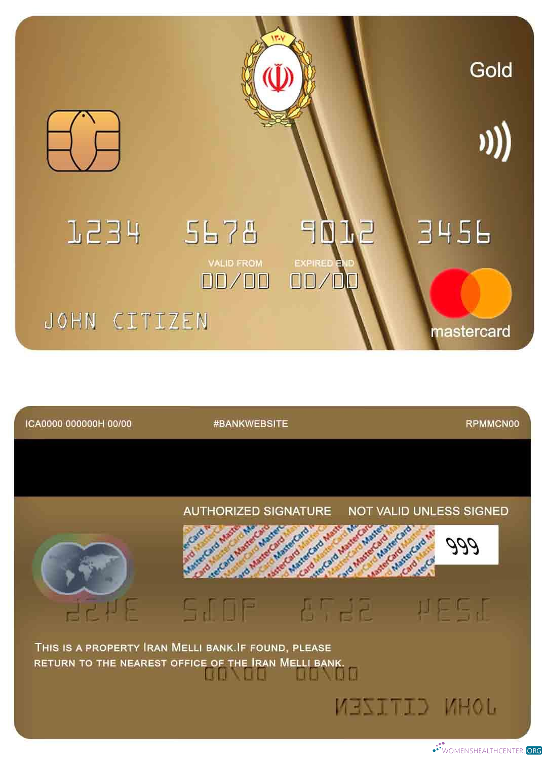 Download Iran Melli Bank mastercard gold Photoshop template